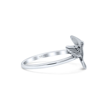 Dainty Sweet Flying Bird Designer Oxidized Statement Band Thumb Ring